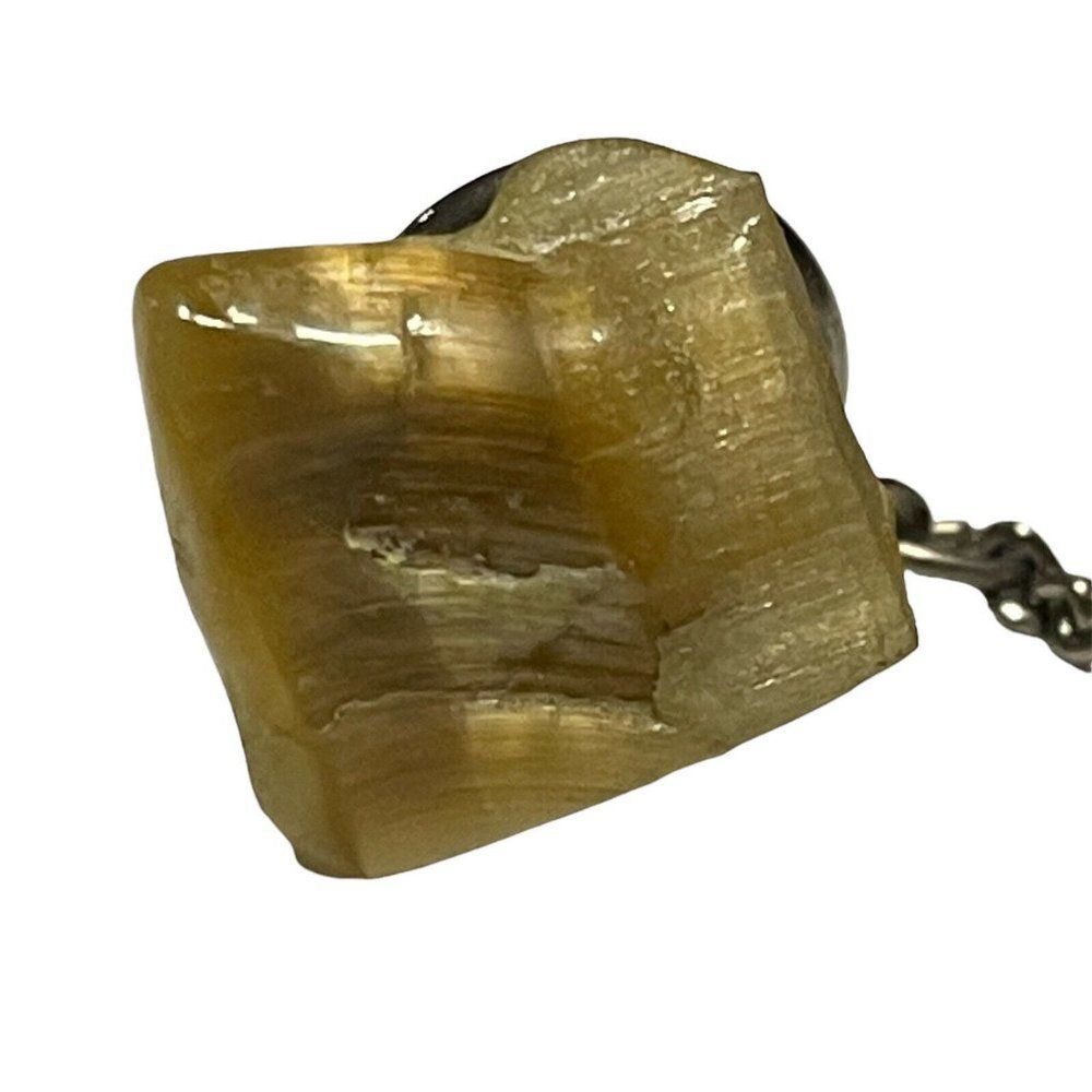 vtg mens tie tac Pin yellow agate stone Confidence Happiness Prosperity Health
